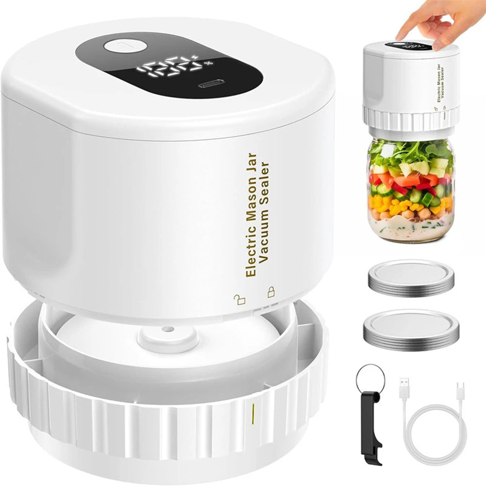 Kit de scellage sous vide électrique Mason Jar, sans fil, pour bocaux Mason, fermentation à large bouche avec Mason