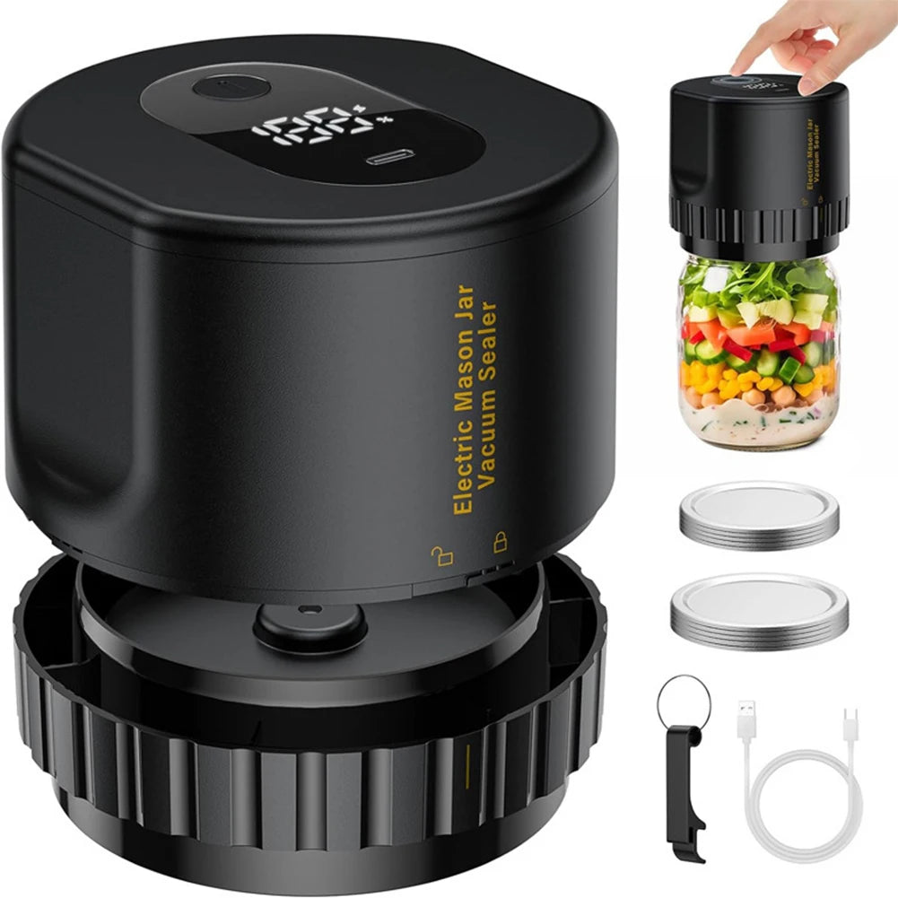 Kit de scellage sous vide électrique Mason Jar, sans fil, pour bocaux Mason, fermentation à large bouche avec Mason